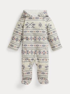 Polo Ralph Lauren Baby Boy Patterned Fleece Footed Bunting 6M NWT $245